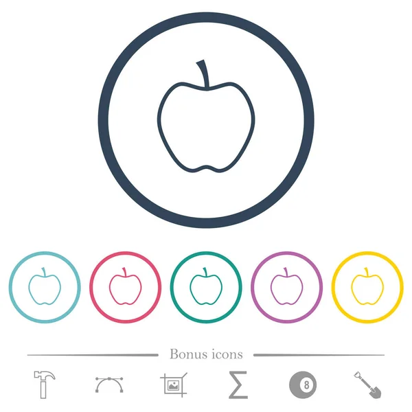 苹果用圆形轮廓勾画出扁平的彩色图标 包括6个奖金图标 — 图库矢量图片