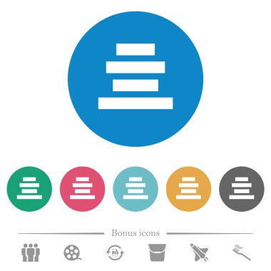 Renk arkaplanındaki düz beyaz simgeleri metin hizalayın. 6 bonus simgesi dahil.