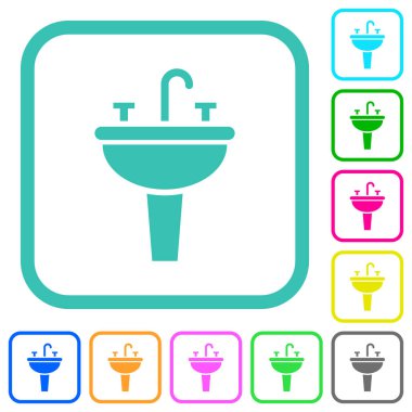 Beyaz arkaplanda kıvrımlı sınırlarda canlı renkli düz simgeleri batır