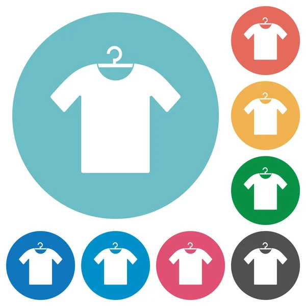 Camiseta Colgador Iconos Blancos Planos Sobre Fondos Redondos Color — Archivo Imágenes Vectoriales