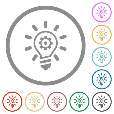 İnovasyon ana hatları düz renk simgeleri beyaz arkaplan üzerinde yuvarlak ana hatlar