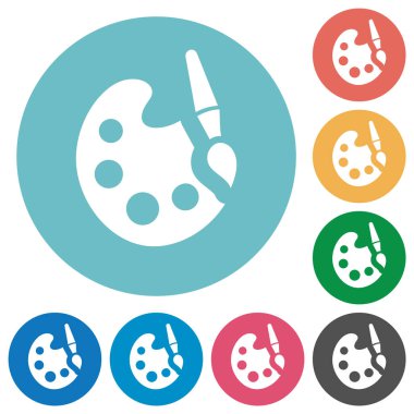 Yuvarlak renk arkaplanlarında düz beyaz simgeleri boya