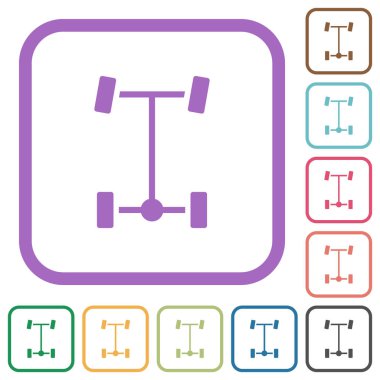 Arka diferansiyel basit simgeler beyaz arkaplanda yuvarlak kare çerçeveler