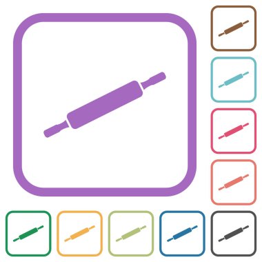 Beyaz arkaplanda yuvarlak kare çerçeveli yuvarlak basit simgeler