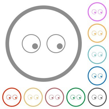 Gözlerin düz renk simgelerini beyaz arkaplanda yuvarlak çizgilerle özetlemesini izlemek