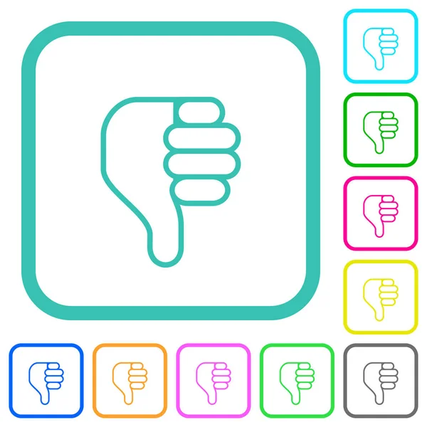 Left Handed Thumbs Outline Vivid Colored Flat Icons Curved Borders — Stock Vector