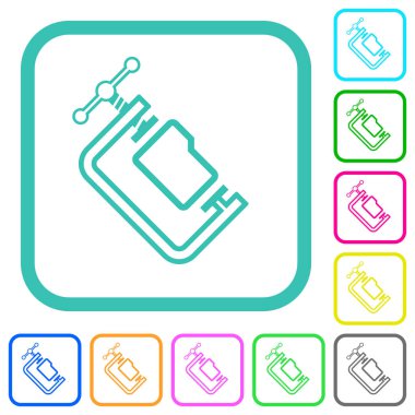 Folder compression outline vivid colored flat icons in curved borders on white background