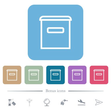 Posta kutusu yuvarlak kare arkaplan üzerine beyaz düz simgeler çizer. 6 bonus simgesi dahil