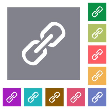 Basit renk kare arkaplan üzerindeki tek linkli düz simgeler