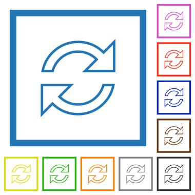 Okları beyaz arkaplanda kare çerçevelerde düz renk simgelerini tazele