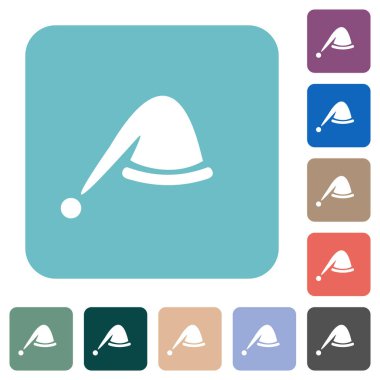 Renkli yuvarlak kare arkaplan üzerine beyaz simgeler