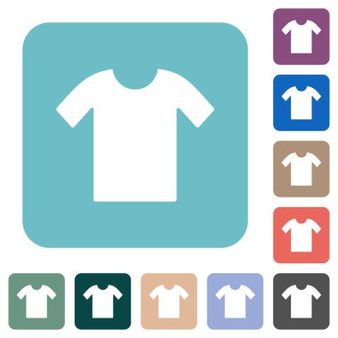 Renkli yuvarlak kare arkaplanlar üzerinde katı beyaz düz simgeler