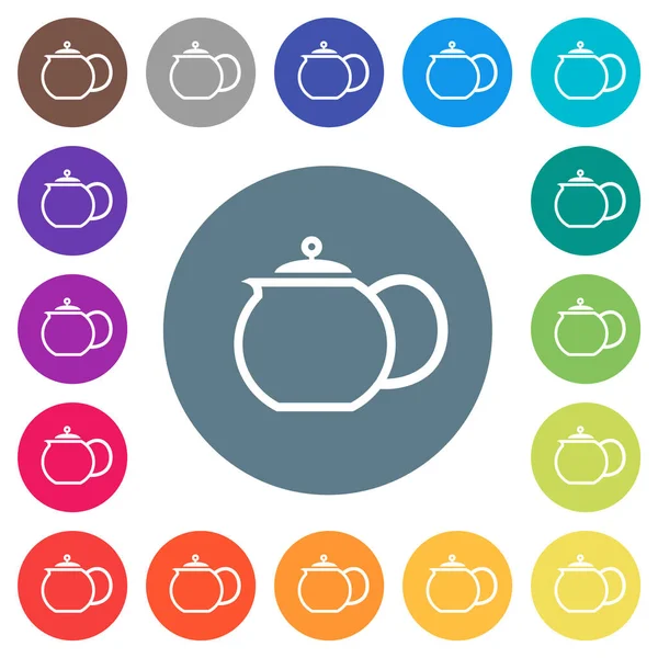 Teapot Outline Flat White Icons Color Backgrounds Background Color Variations — Stock Vector