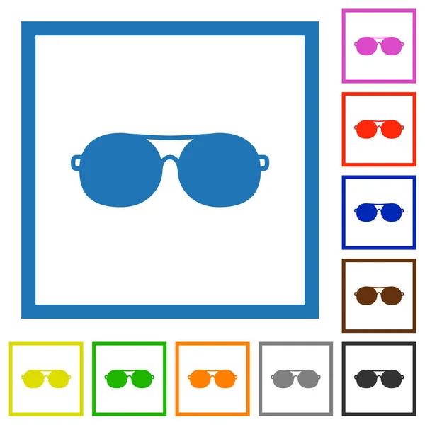 Gafas Colores Planos Sólidos Marcos Cuadrados Sobre Fondo Blanco — Vector de stock