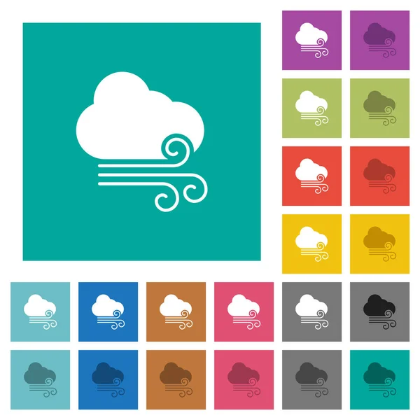 Windy Weather Multi Colored Flat Icons Plain Square Backgrounds Included — Stock Vector