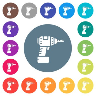 Kablosuz beyaz sondaj simgeleri yuvarlak renkli arka planlarda. 17 arkaplan renk varyasyonu dahil.