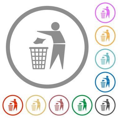 Düzenli adam katı düz renk simgeleri beyaz arkaplanda yuvarlak ana hatlar