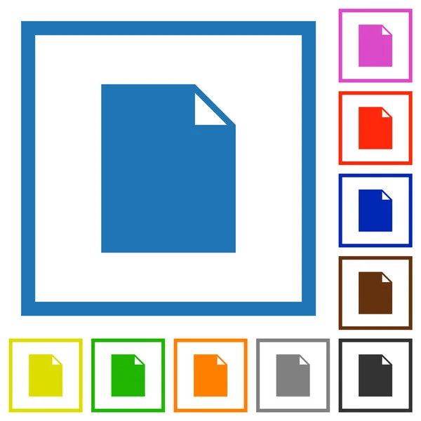 Empty Document Sheet Solid Flat Color Icons Square Frames White — Stock Vector