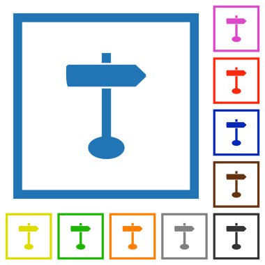 Boş ok işareti beyaz arkaplan üzerindeki kare çerçevelerdeki katı düz renk simgeleri