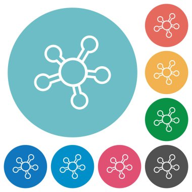 Ağ bağlantıları yuvarlak renk arkaplanındaki düz beyaz simgeleri özetliyor