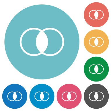 Overlapping elements flat white icons on round color backgrounds