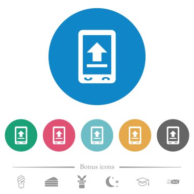 Mobil beyaz simgeleri yuvarlak renk arkaplanlarına yükle. 6 bonus simgesi dahil.