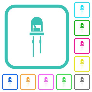 Beyaz arkaplan üzerinde eğri kenarlıklarda diyot canlı düz simgeler yayıyor