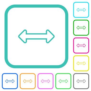 Beyaz arkaplan üzerindeki eğri kenarlıklarda yatay çizgi renkli düz simgeleri yeniden boyutlandır