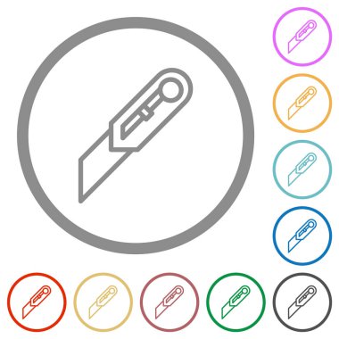 Beyaz arkaplanda yuvarlak çizgilerde düz renk simgelerini kes