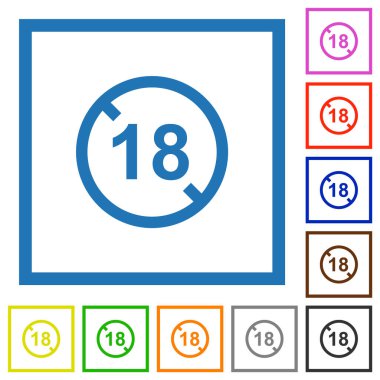 Beyaz arkaplanda kare çerçevelerde 18 düz renk simgesinin altına izin verilmiyor