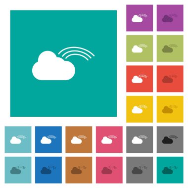 Gökkuşağı hava durumu düz arkaplan üzerinde çok renkli düz ikonlar. Uçan veya etkin efektler için beyaz ve koyu simge varyasyonları.