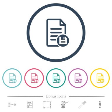 Belge düz renk simgelerini yuvarlak hatlara kaydet. 6 bonus simgesi dahil.