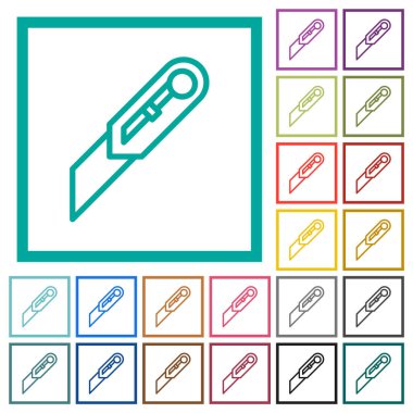 Beyaz arkaplanda çeyrek çerçeve ile düz renk simgelerini kes