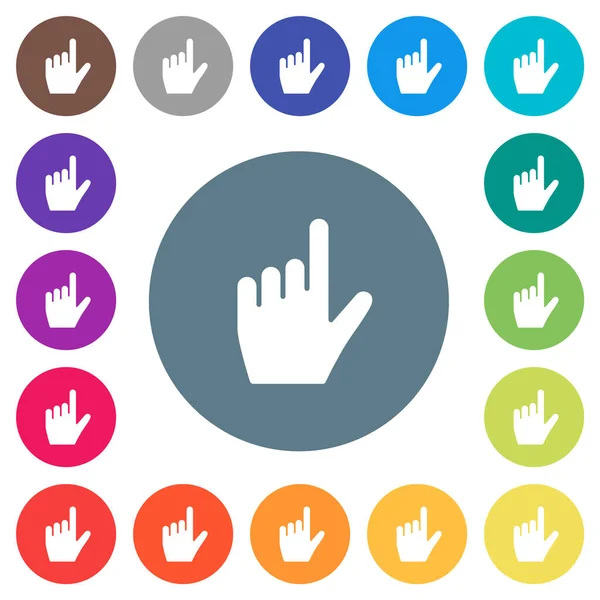 Left Handed Pointing Gesture Flat White Icons Color Backgrounds Background — Stock Vector