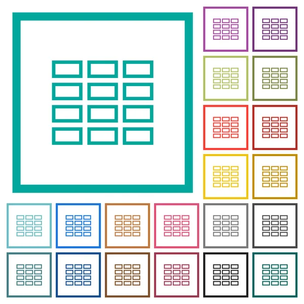 Tabellenkalkulation Umreißt Flache Farbsymbole Mit Quadrantenrahmen Auf Weißem Hintergrund — Stockvektor