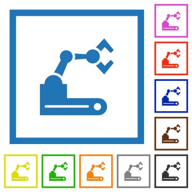 Beyaz arkaplanda kare çerçeveli düz renk simgeleri