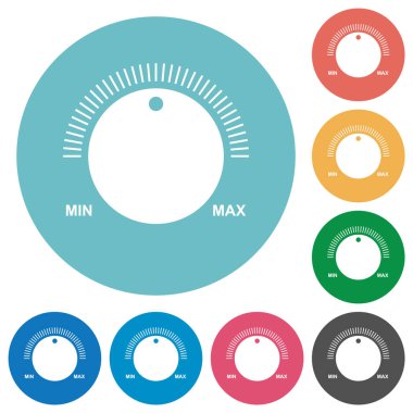 Yuvarlak renk arka planlarda düz beyaz simgeler içeren resim hacmi denetimi