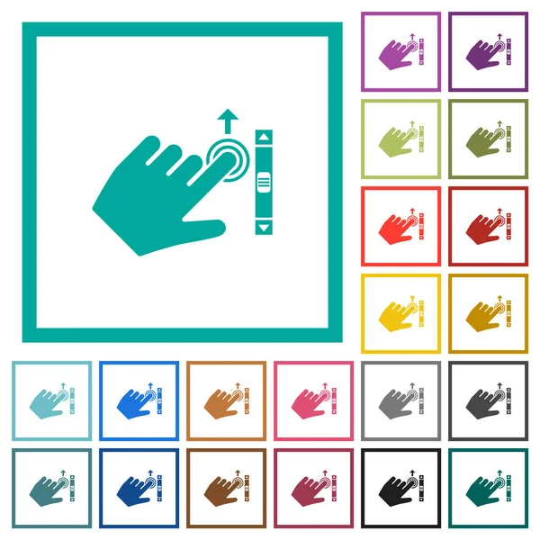 Left Handed Scroll Gesture Flat Color Icons Quadrant Frames White — Stock Vector