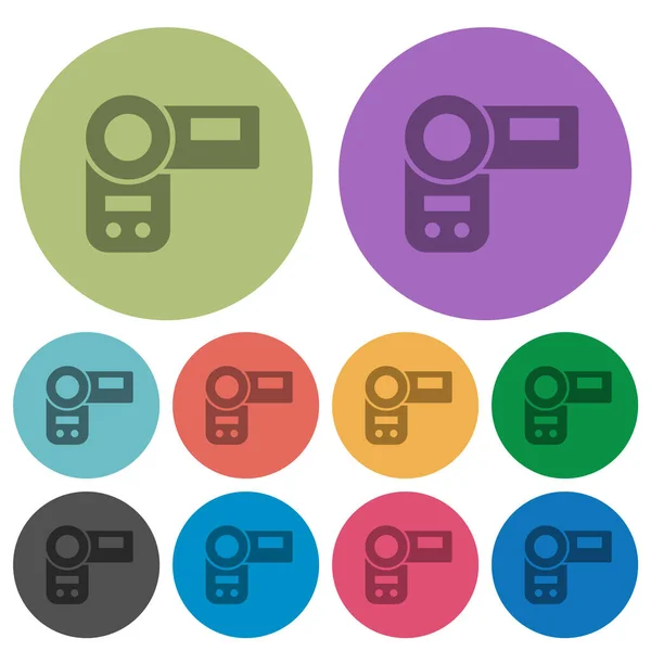 stock vector Handycam darker flat icons on color round background