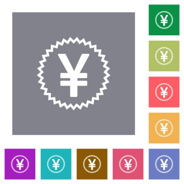Basit renk kare arkaplan üzerine Japon Yen çıkartması alternatif düz simgeler