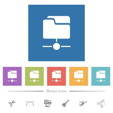 Ağ sürücü düz beyaz kare arka simgeleri. 6 bonus simgeler dahil.