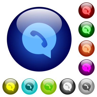 Birçok renkte yuvarlak cam düğmelerde sohbet baloncukları halinde katı simgeler. Düzenlenmiş katman yapısı