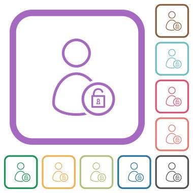 Kullanıcı ana hatlarını beyaz arkaplandaki renkli yuvarlak kare çerçevelerde basit simgelerle kilitle