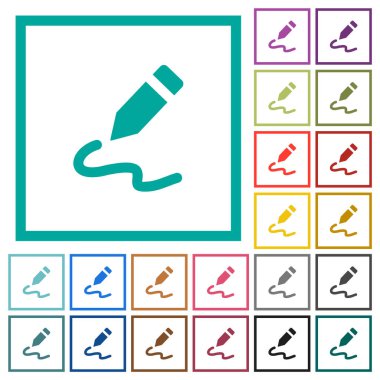 Beyaz arkaplanda çeyrek çerçeveli düz renk simgeleri imzala