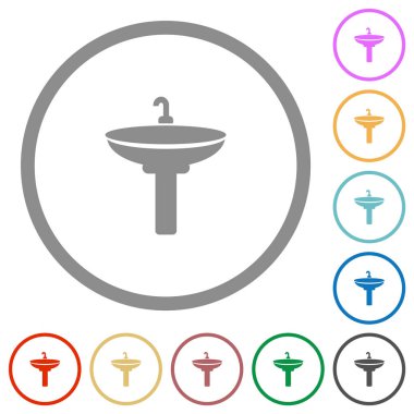 Düz renk simgelerini beyaz arkaplanda yuvarlak çizgilerle batır