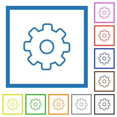 Beyaz arkaplan üzerindeki kare çerçevelerdeki düz renk simgelerini ayarlar