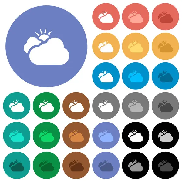 Strongly Cloudy Weather Multi Colored Flat Icons Backgrounds Included White — Stock Vector