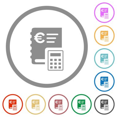 Avrupa 'daki defter düz renk simgeleri beyaz arkaplanda yuvarlak ana hatlarda