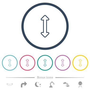 Dikey dış hat düz renk simgelerini yuvarlak hatlarda yeniden boyutlandır. 6 bonus simgesi dahil.