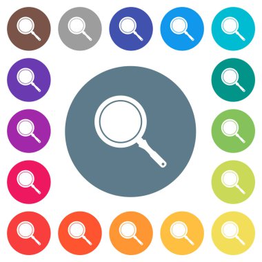 Yuvarlak renkli arka planda tava görünümlü düz beyaz simgeler. 17 arkaplan renk varyasyonu dahil.